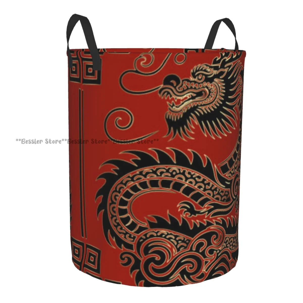 Foldable Laundry Basket for Dirty Clothes Dragon Art Storage Hamper