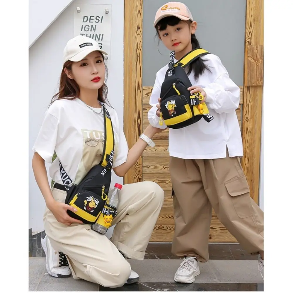 Pokemon Pikachu Casual Mobile Phone Shoulder Bag Men\'s Women\'s Style Canvas Youth Athleisure Backpack