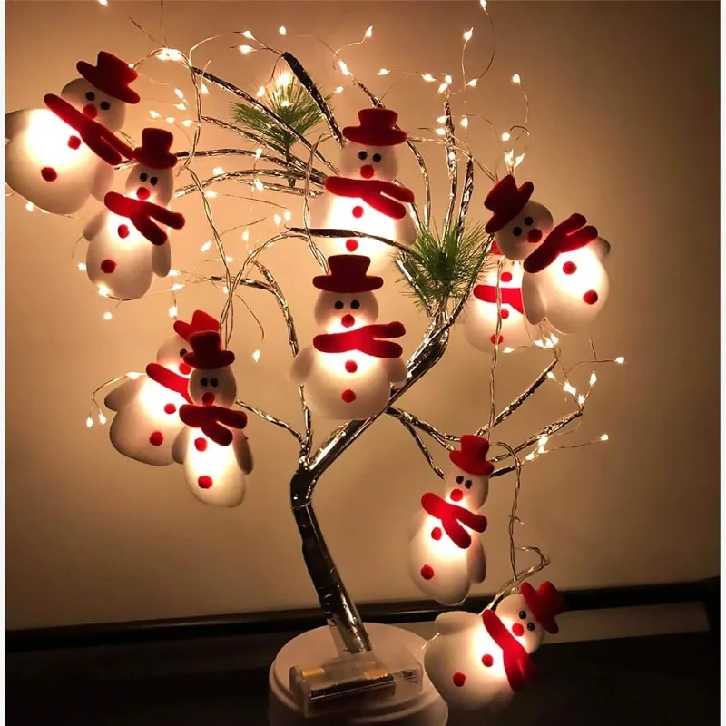 Christmas Snowman String Lights - 10 LEDs 5.4ft Waterproof Light Up String Lights, Short Plush Lights for Christmas Decorations