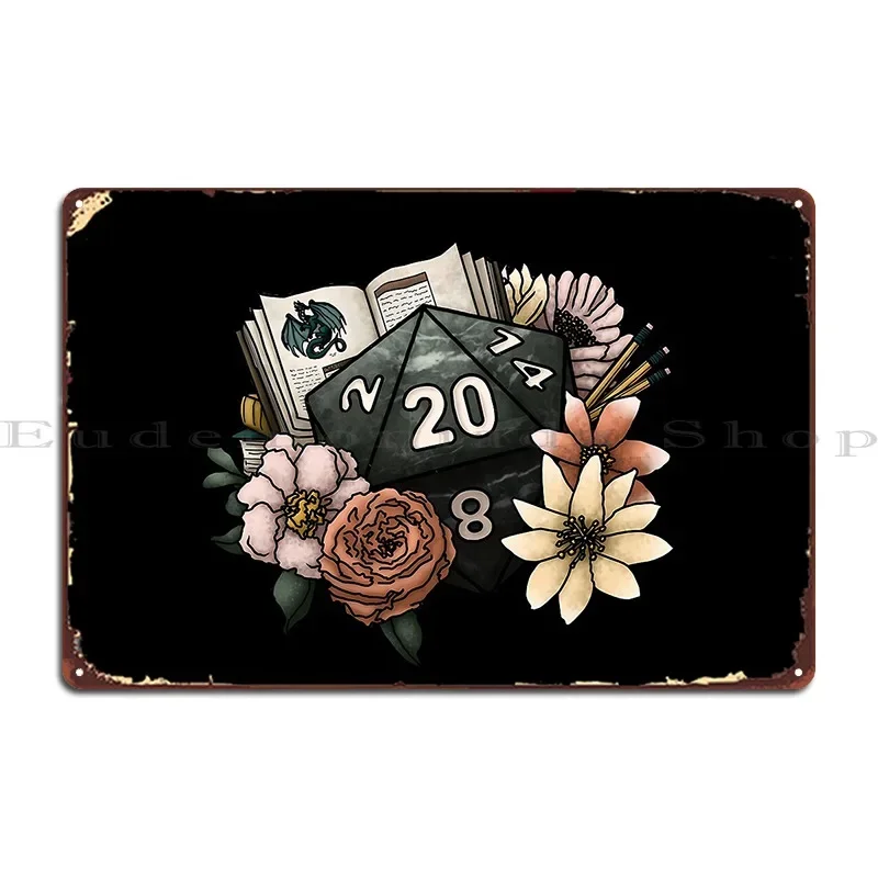 Dungeon Master D20 Tabletop Gaming Dice Metal Plaque Poster Bar Printing Club Designs Wall Decor Tin Sign Poster