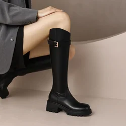 Ladies Knee Boots Classic Warm Boots New Side Zipper Thick Heel Slim Boots Autumn Winter Knight Boots Women Botas De Mujer Mujer