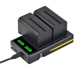 2 pezzi 5200mAh NP F750 NP F770 NP-F750 batteria Akku + caricatore USB LCD per Sony NP F970 F960 F550 F570 QM91D CCD-RV100 TRU47E