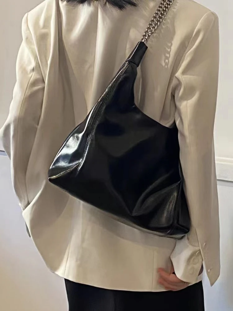 

Moxiaoke женская сумка-тоут Lazy Sle большой емкости из мягкой кожи с цепочкой под мышками модная сумка на одно плечо