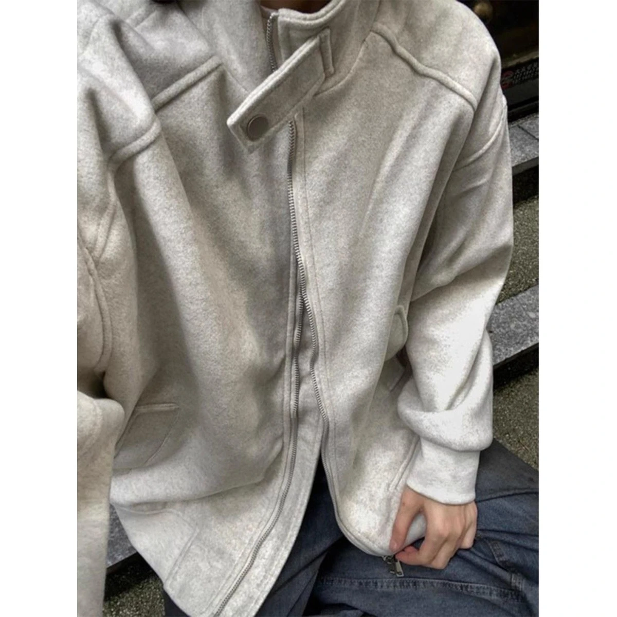 

Американский уличный спортивный джет с цветным воротником-стойкой для мужчин и женщин, весна-осень, новый тренд, свободный повседневный шерстяной джерт