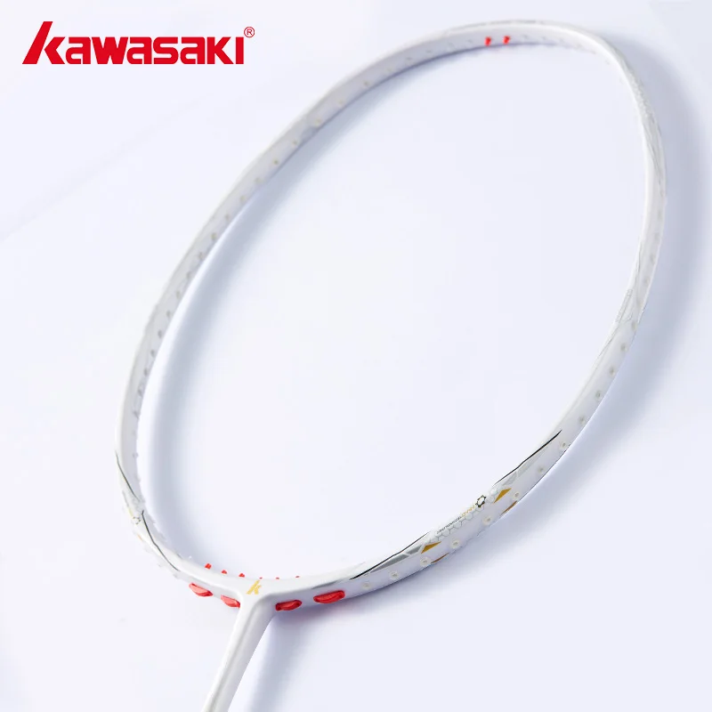 Kawasaki 4U Carbon Fiber Badminton Racket For Beginner 18-28LBS Passion P37 White Racket