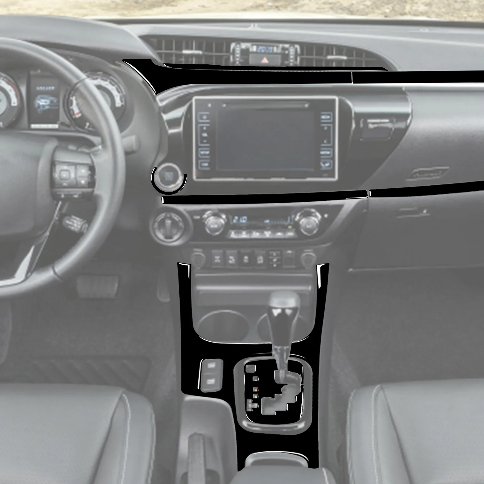 Klavierlack-Schwarz Schalthebel Luftauslass Armaturenbrett Fensterheber-Verkleidung Auto-Innenausstattung Aufkleber für Toyota Hilux 2015-2021