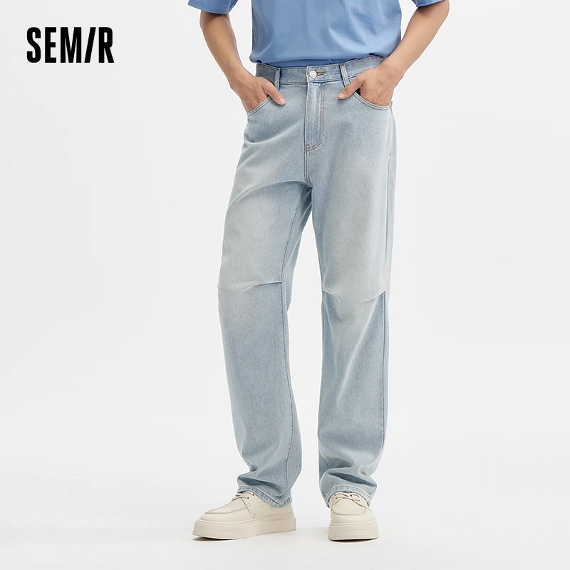 Semir Denim Pants Men 2024 Summer New Vintage Style Paratrooper Pants Cool Sensation Loose-Fit Straight-Leg Fashionable Pants