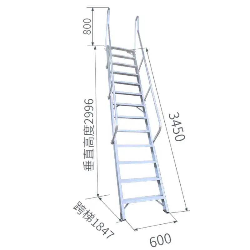 3.5M Portable Outdoor Step Ladder 60 Degree Inclined Fire Escape Stair