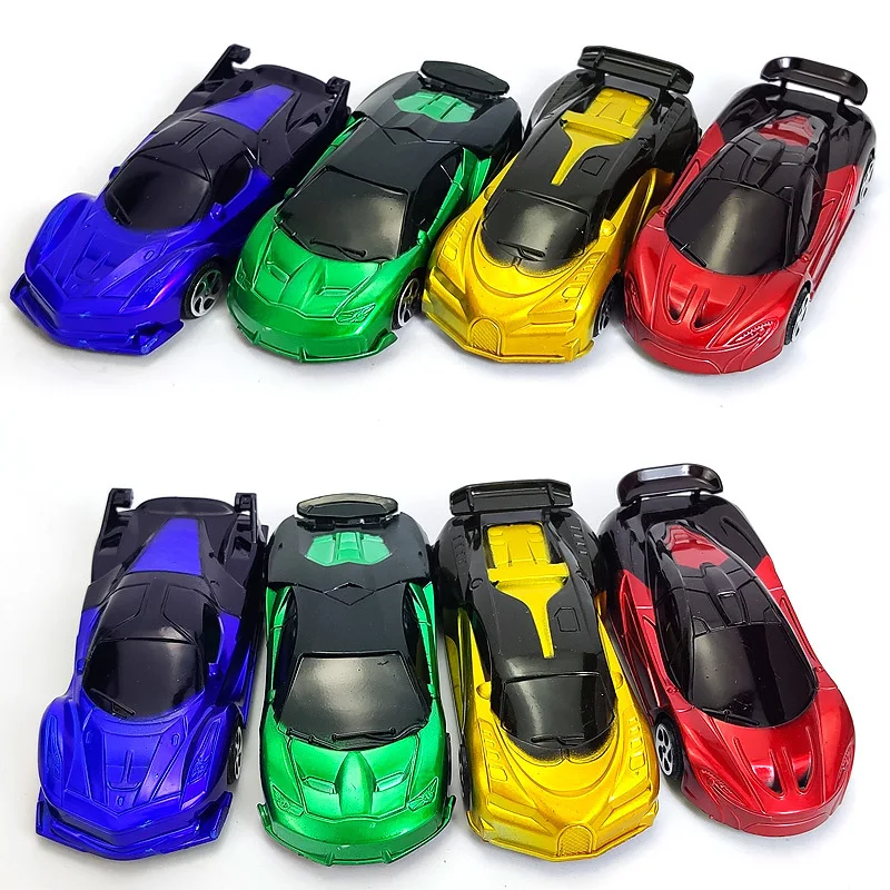 5 Stuks Kinderpuzzelspeelgoed Creatieve Simulatie Plastic Mini Snoepkleurige Coole Raceauto 'S Trekken Auto Speelgoedmodel Jongensgeschenken Terug