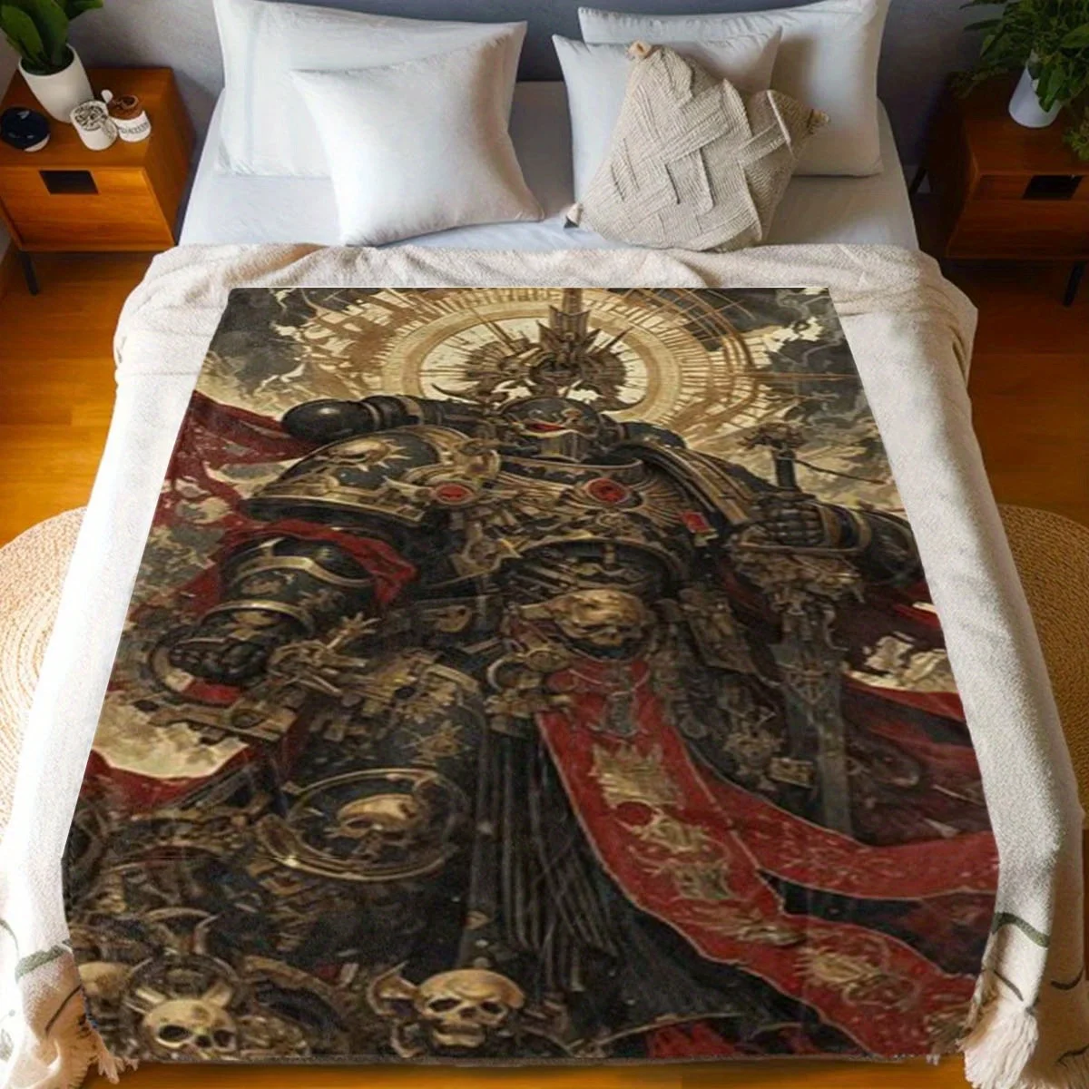 Epic Warrior Armor Blanket, Soft Cozy Throw with Detailed Fantasy Design, Perfect Gift for Gamers and Sci-Fi Enthusiasts