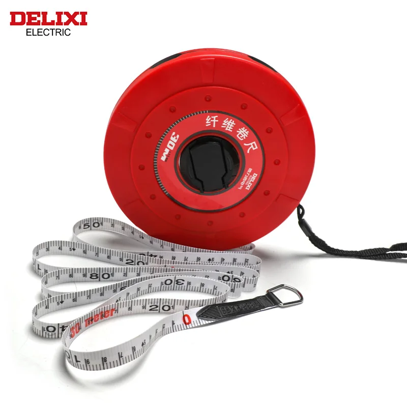 DELIXI ELECTRIC Tape Measure， 30M High Quality Fiberglass Double Sided Printing Measuring Tool,for Engineering Land Surveying