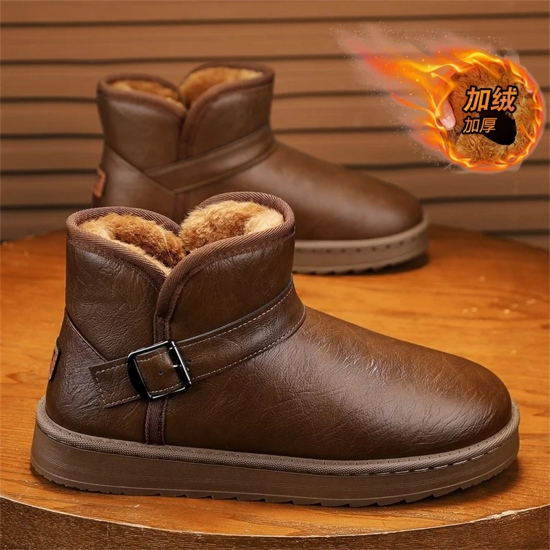 

Couple's Winter Boots Men and Women Snow Boots Soft Slip-on Fashion Classic Warm Thick Plush Cotton Men's Ankle Boots Size 39-45