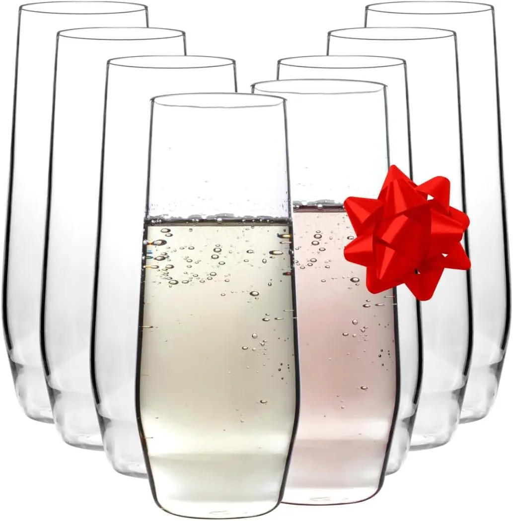 

Unbreakable Tritan Champagne Flutes, 12 oz (Set of 8) - Shatterproof, BPA-Free, Crystal-Clear Cocktail Glasses for Parties & Gif