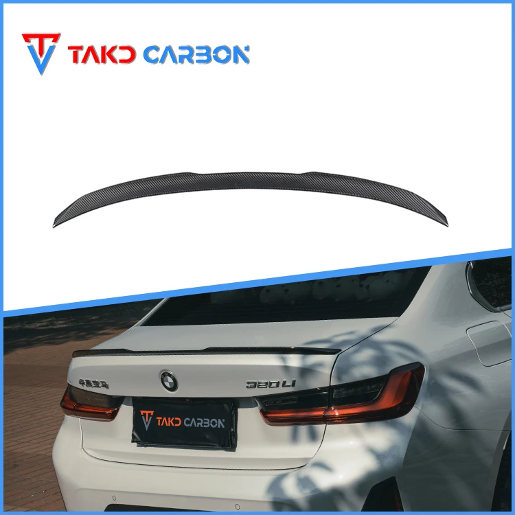 TAKD Carbon Brand Hot Style Real Dry Carbon Fiber universal rear spoilers Rear Spoiler Wing For BMW 3 Series G20 G28 2023