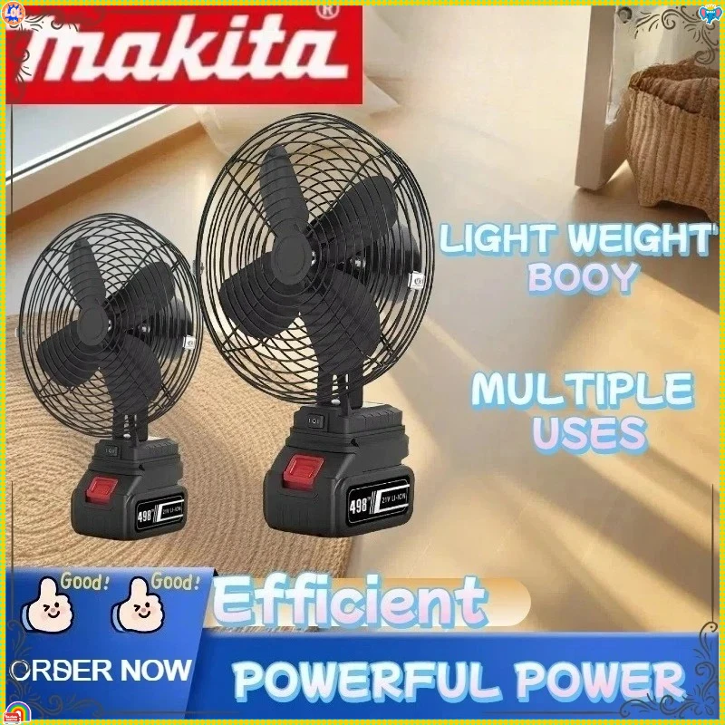 

Makita Camping Fan Wireless Outdoor Fishing Desktop Portable Metal Fan Strong Wind Fan Tool For Makita 18V Battery