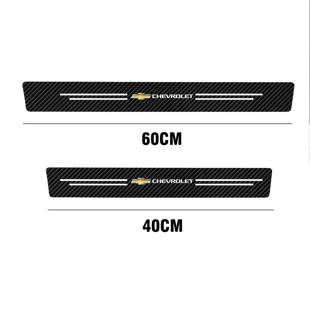 4pcs/set Carbon Fiber Leather Car Door Sill Anti-Scratch Decorative Sticker For Chevrolet Cruze Lacetti Sonic Spark Sail Aveo