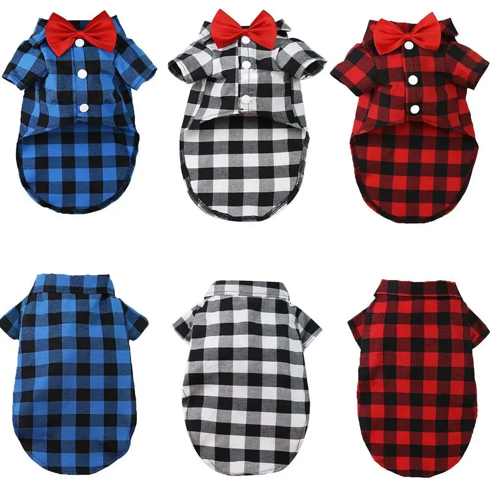 

Dog Cute Plaid Shirt Suit Wedding Dress for Teddy Bichon Small Medium Big Size Dog Pet Clothes Cat Spring Summer Autumn Wear