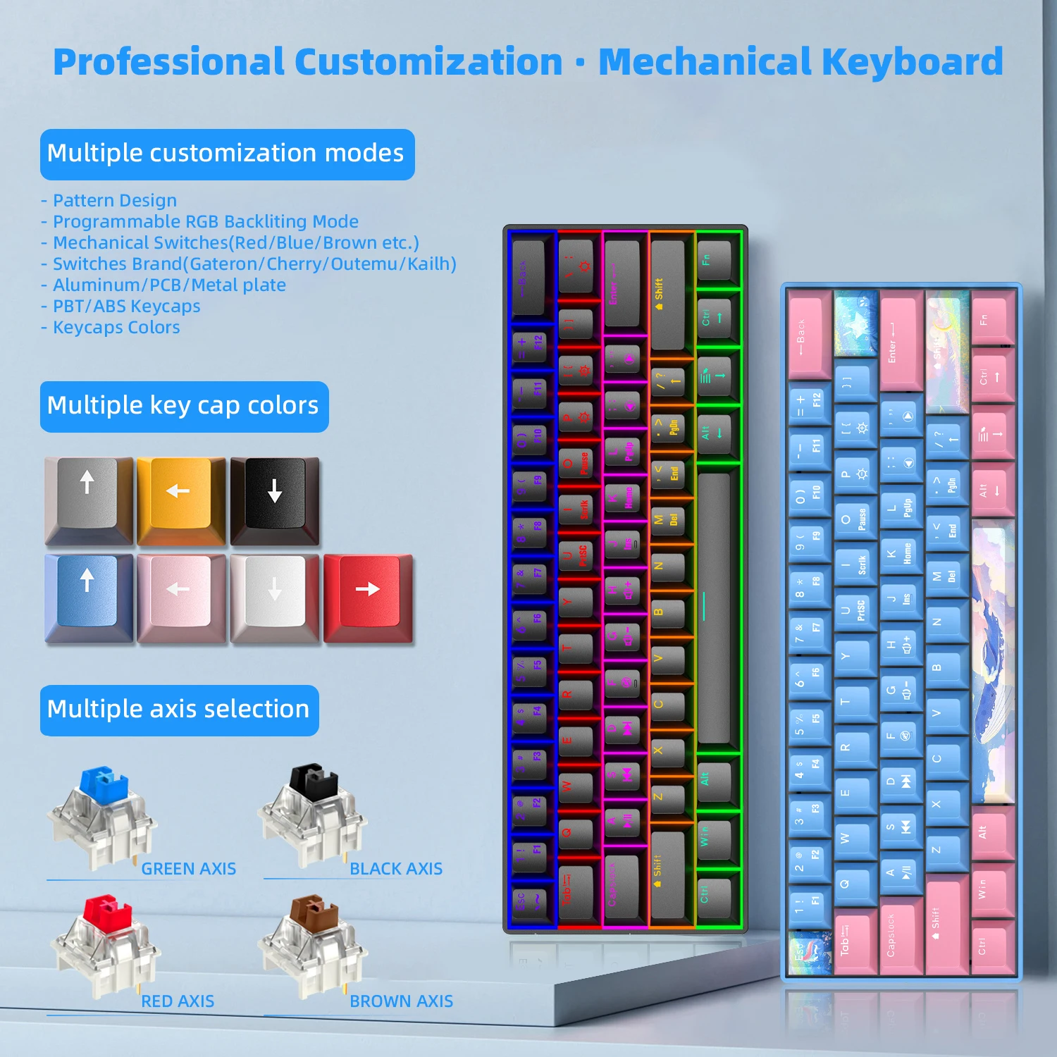 Hot Sale 61 Keys Mechanical Keyboard Mouse Combo 60% LED RGB Backlit Wired Mechanical Gaming Mouse and Keyboard