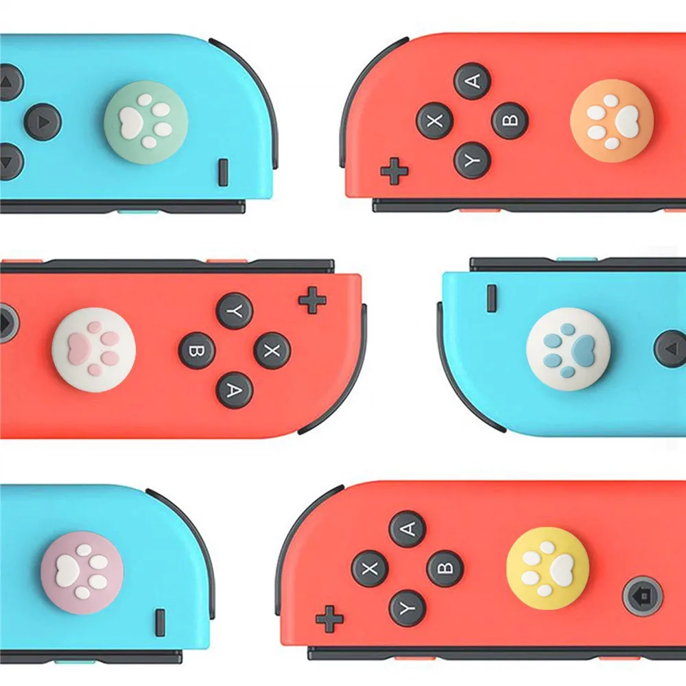 Cute Cat Paw Pad Claw Thumb Stick Grip Cap Joystick Cover for Nintend Switch Lite NS Joy-Con Controller Gamepad Thumbstick Case