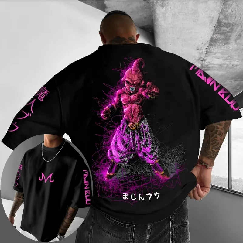 2026 Chinese New Year Dragon Ball Men's T-shirt Majin Buu Printed Japanese Anime Summer Men's Short Sleeve Oversized T-shirt