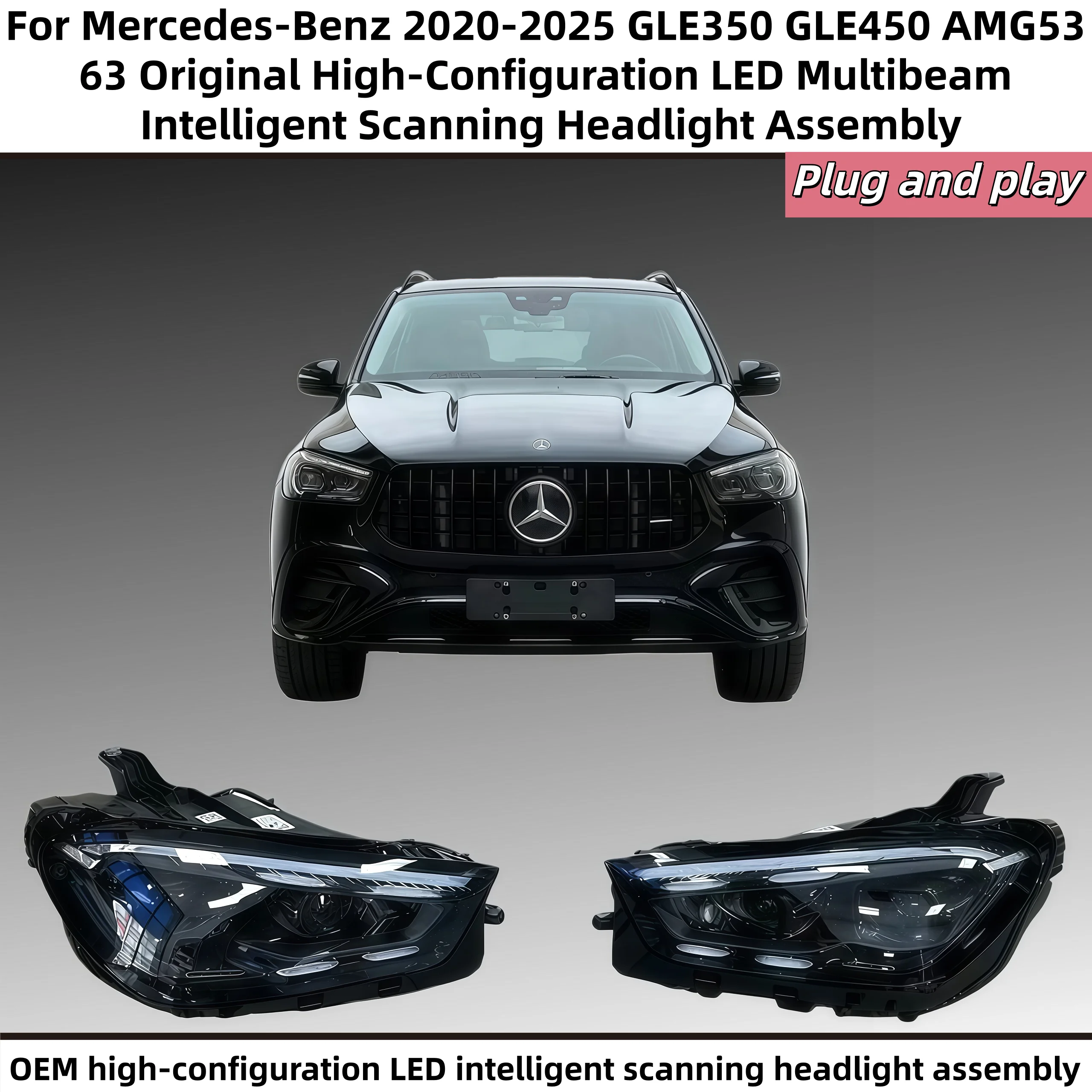 

Car headlight For Benz 2020-2025 GLE350 GLE450 AMG53 63 Original High-Configuration LED Intelligent Scanning Headlight Assembly