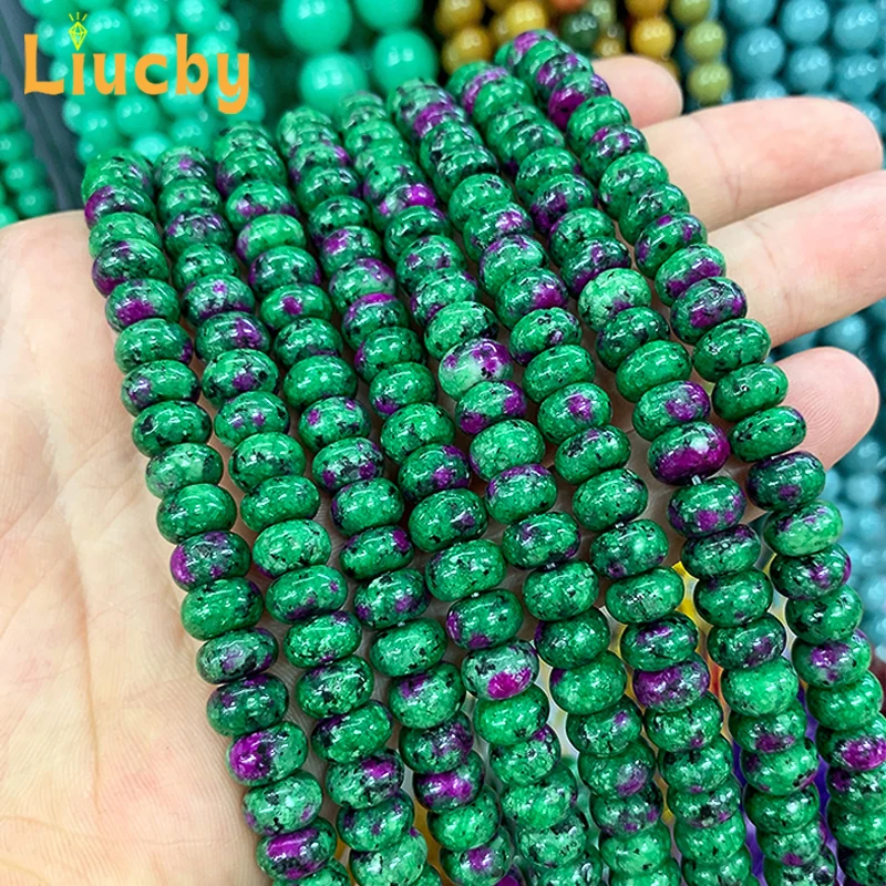 New models Natural Stone epidote Abacus spacer beads For Jewelry Making DIY Hoop earrings Ear Studs Space Bracelet 15\