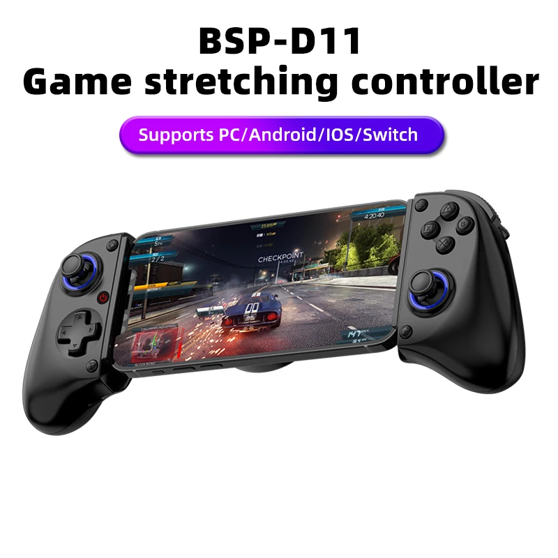 D11 وحدة تحكم ألعاب قابلة للتمدد Hall Trigger تدعم هاتف Android/الكمبيوتر اللوحي/التبديل/الكمبيوتر/iOS/XBOX وحدة تحكم البث