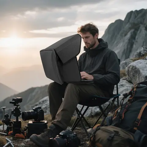 Laptop Bag Laptop Sun Shade, Lightweight Laptop Sun Glare Shield Privacy Cover for Working Outside, Computer Privacy Hood Foldab