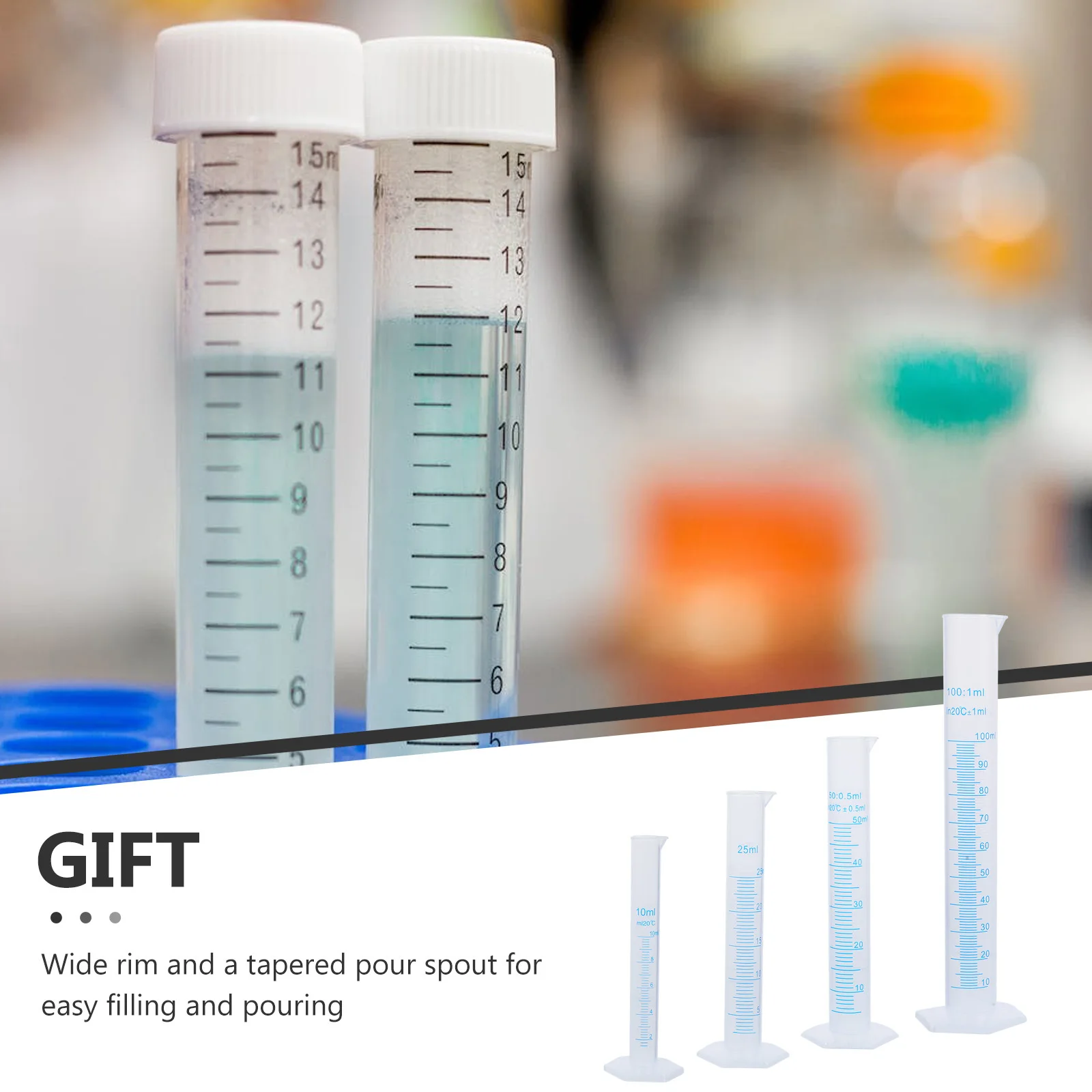 4Pcs Plastic Graduated Cylinder Set Transparent 10Ml 25Ml 50Ml 100Ml Food Grade Lab Measuring Cylinders for Accurate Liquid