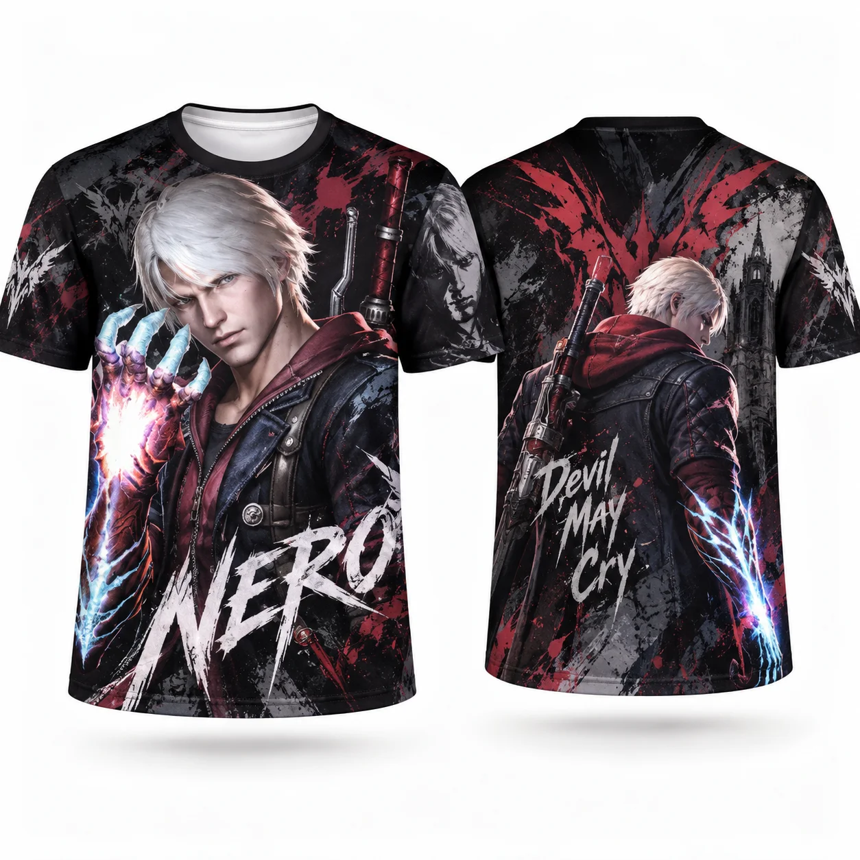 Devil May Cry DMC Game Graphic Print T-Shirt Dante Vergil Nero All Over Print Short Sleeve Tees Tops