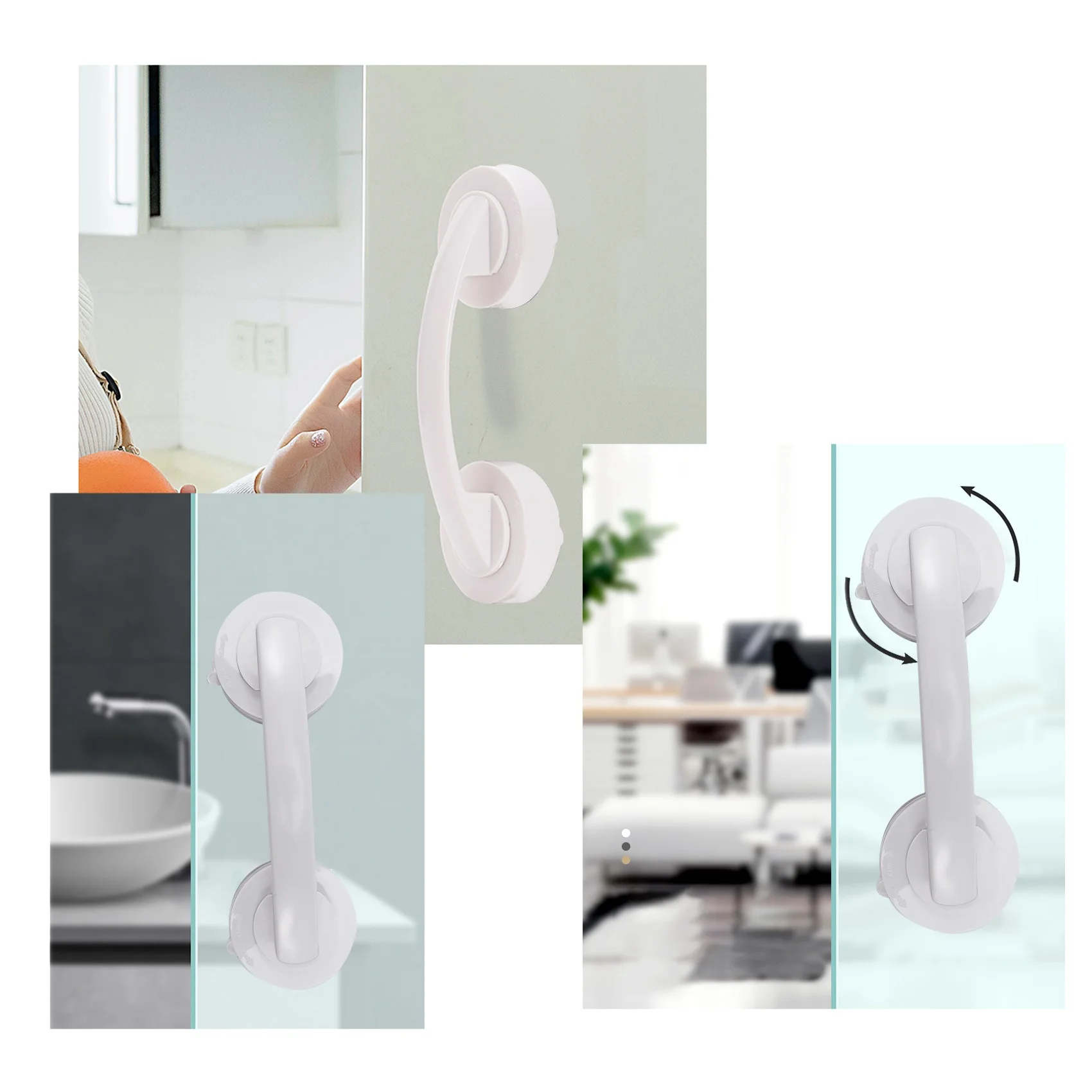 

AA73 Vacuum Sucker Suction Cup Handrail Bathroom Super Grip Safety Grab Bar Handle For Glass Door Bathroom Elder