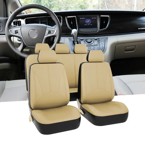 범용 자동차 시트 커버, PU 가죽, 미끄럼 방지, 통기성 보호 패드, 5 인승 자동차 인테리어 액세서리에 적합 
