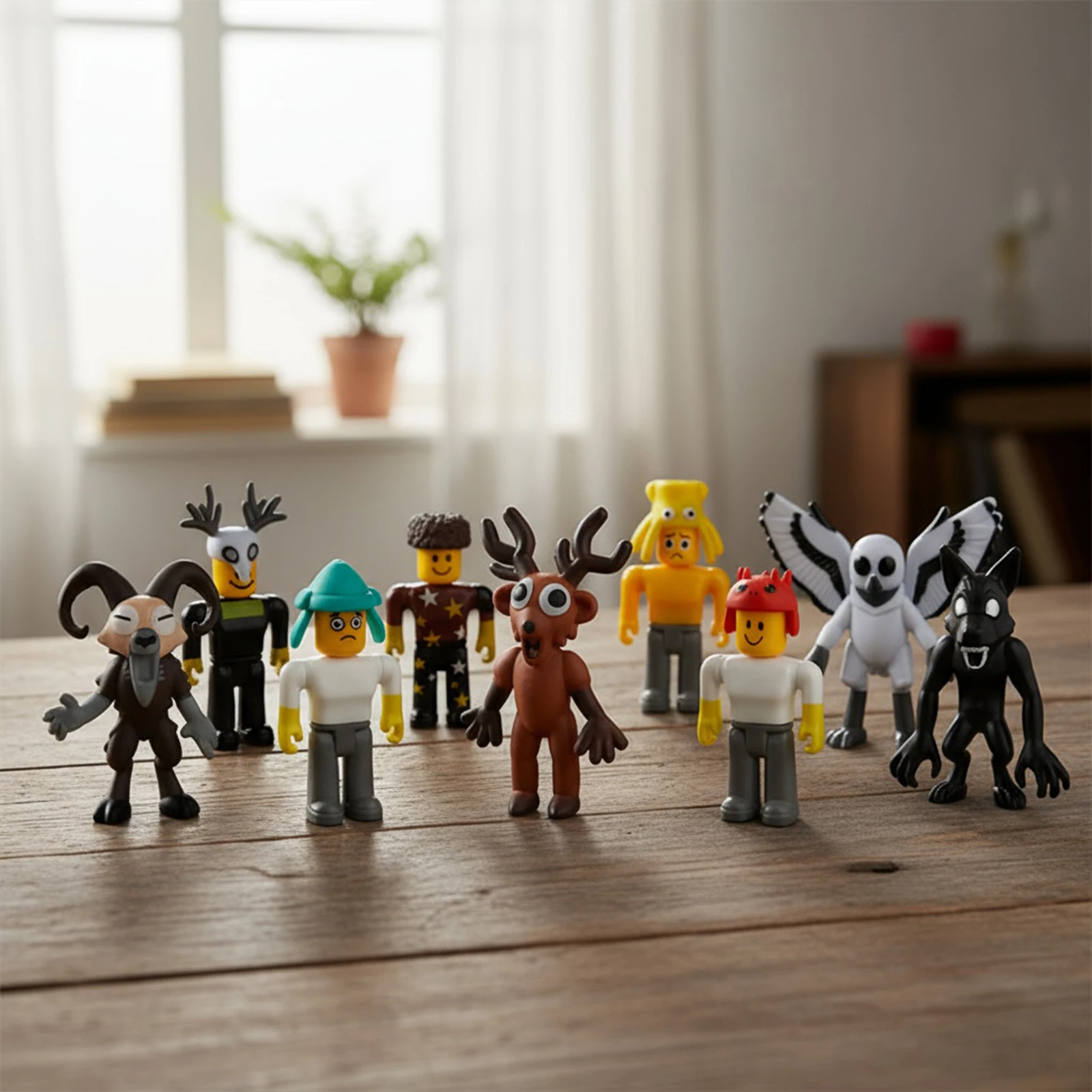 5/10개 사슴 부엉이 염소 피규어 데스크탑 모델 장식품 장난감 PVC 모델 장식품 게임 팬 어린이 수집가 홈 데코