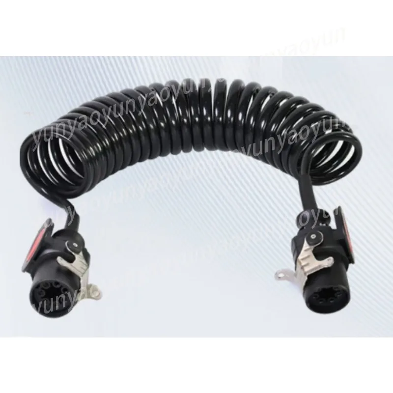 7 Core Trailer Spring Cable, Heavy Duty Coiled Cord for Brake System, Large Loop 7 Pin Wiring Harness