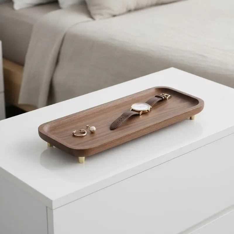 4Pcs Anti Slip Brass Wooden  Mini Riser for Jewelry Storage Box Display Tray Home Craft Decor