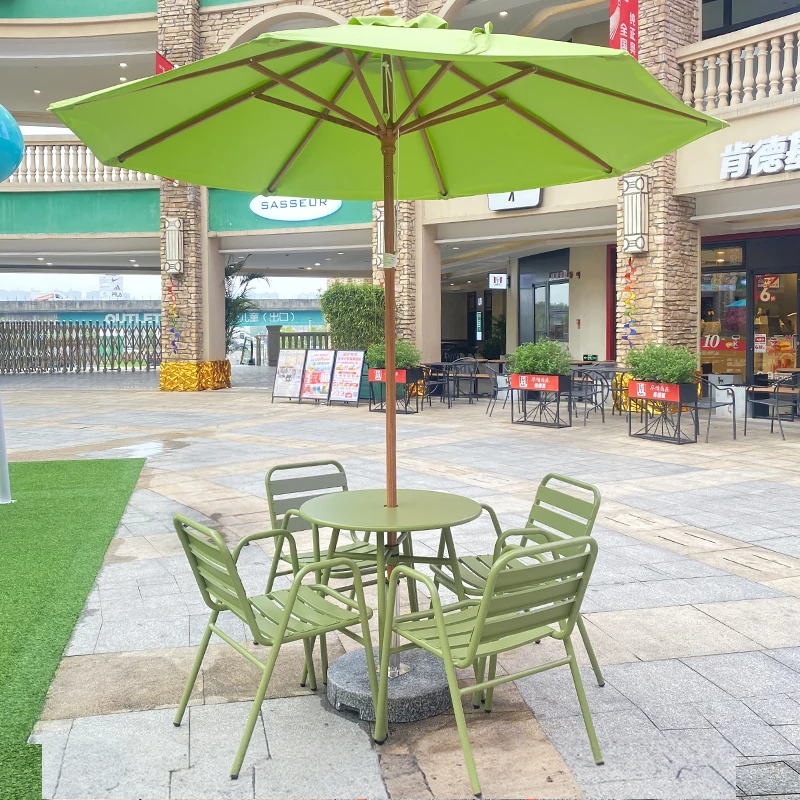 

Outdoor tables and chairs with umbrellas, courtyard cafe, all-aluminum chairs, open-air simple modern milk tea shop, outdoor lei