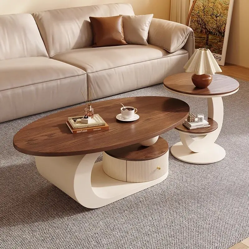 

JC medieval style living room coffee table, suitable for family use, suitable for small apartments, walnut color