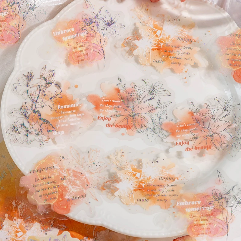 السيد ورقة 30 قطعة/الحقيبة PET مقاوم للماء ثلاثي الأبعاد ملصقات فضية ساخنة حزمة DIY كتيب القصاصات بطاقة الديكور #5