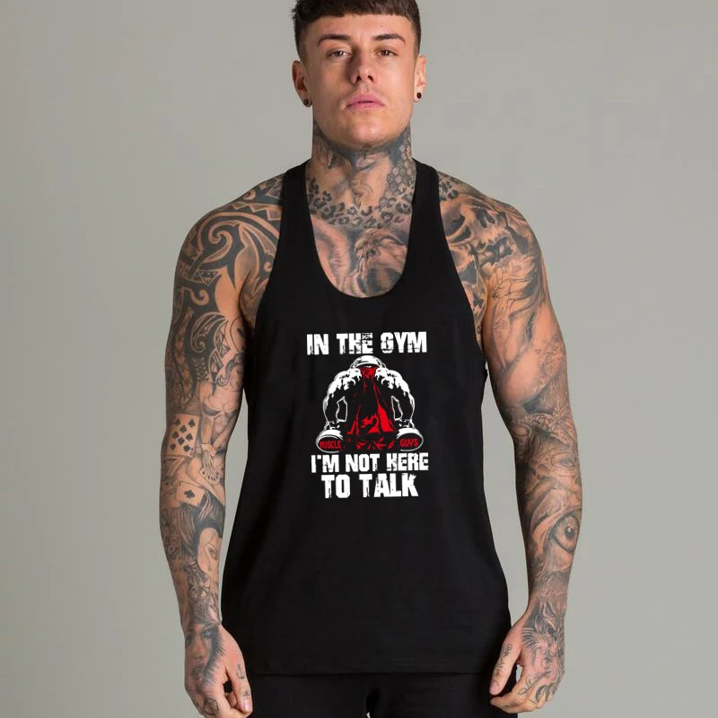 Men's Bodybuilding Gym Tank Tops Muscle Sleeveless Fitness Shirts Stringer Workout Vest Athletic Training Cotton Sportswear