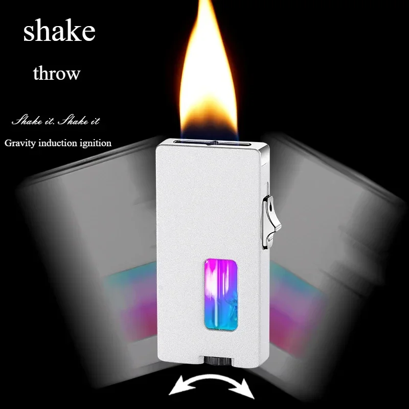 

Wide Free Fire Electric Lighter, Seven Hole Outlet, Gravity Sensing Shake Ignition, LED Visible Gas Window, Butane Gas, Hot