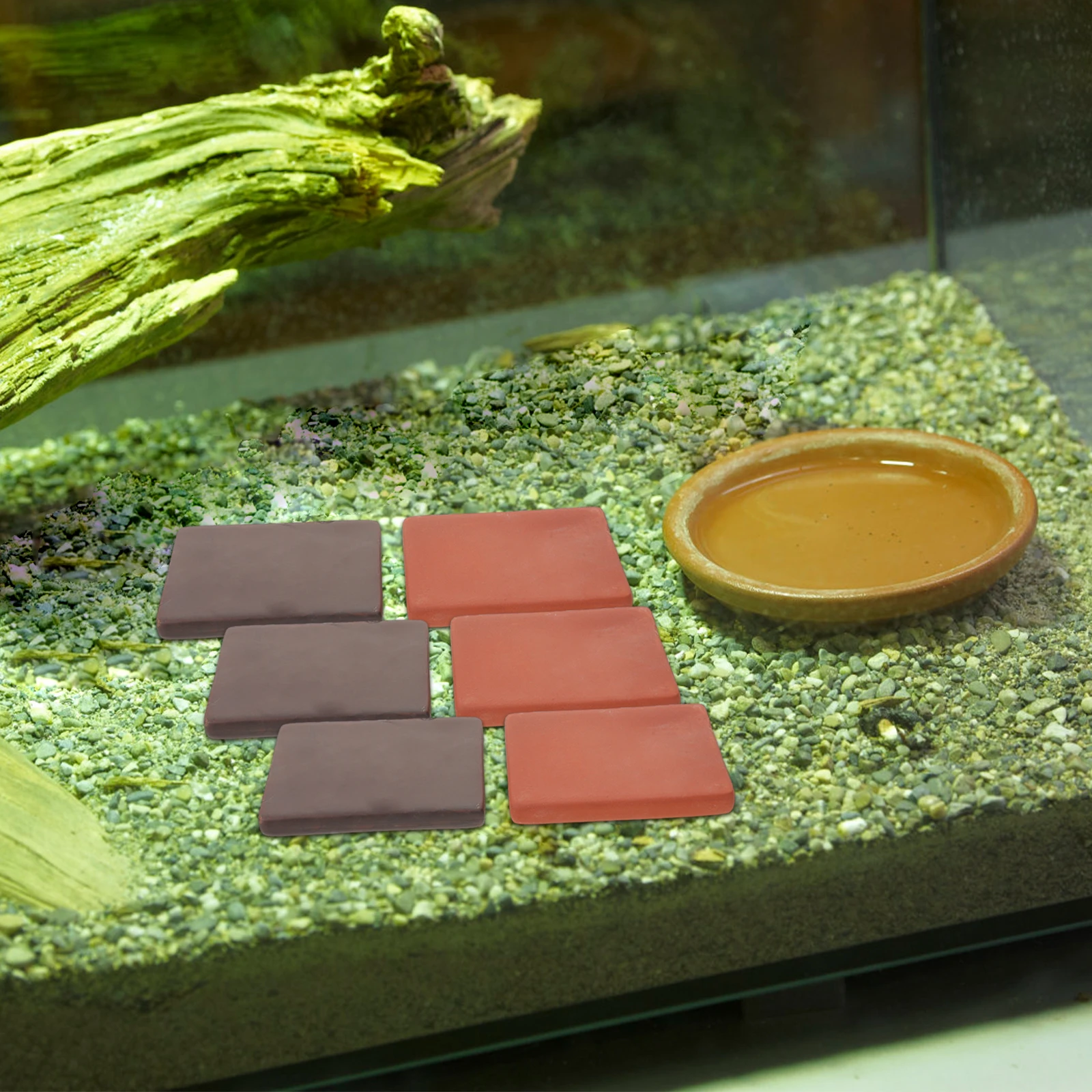 

6Pcs Handmade Burnt Clay Ceramic Turtle Tank Bricks Clay 3.14x2.36 Inch Turtle Habitat Landscaping Block Aquarium