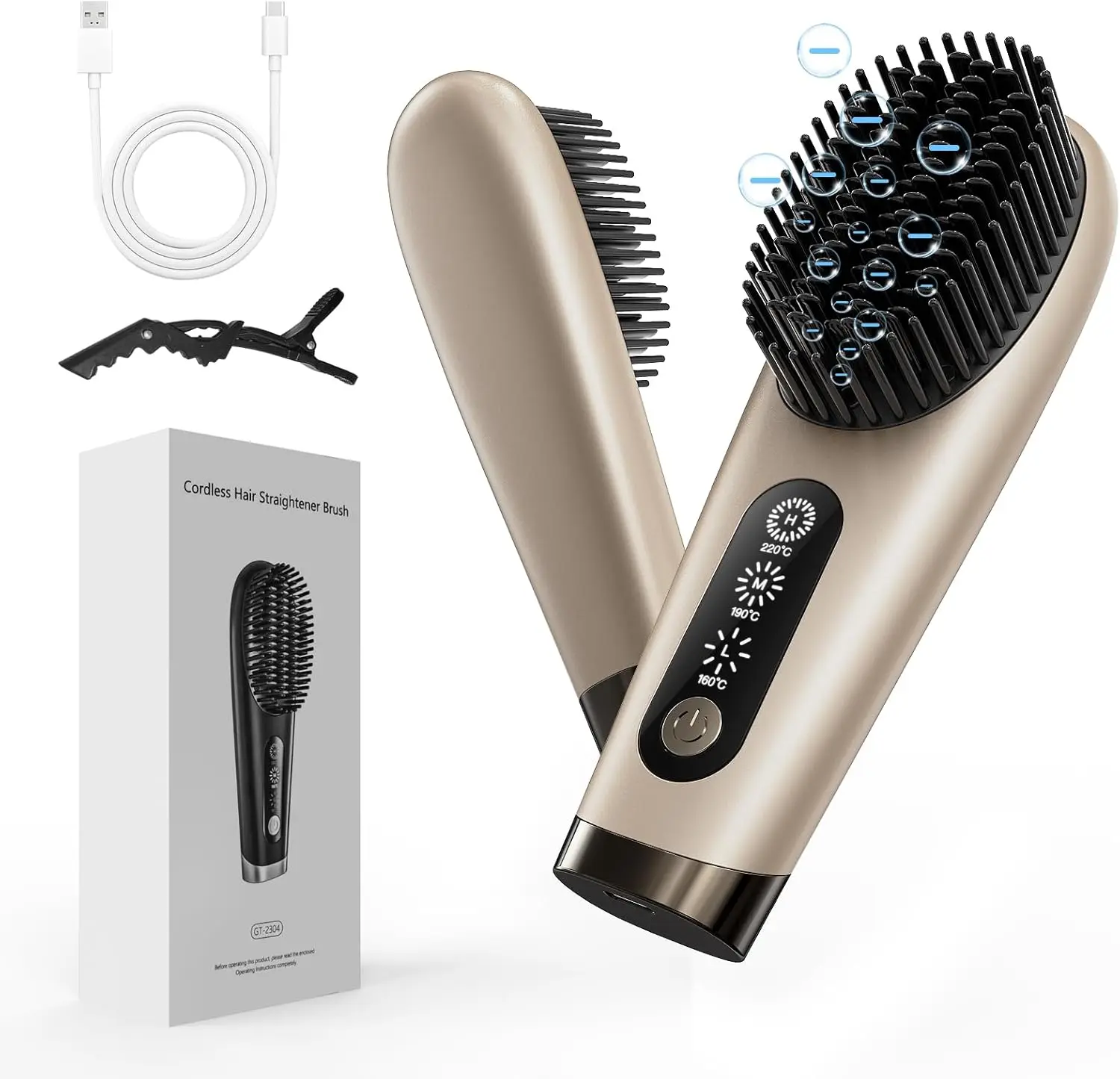 

Portable Hair straightening Brush, Mini Hair straightening Brush,Million Negative ions, Women's Hair straightening Styling Comb