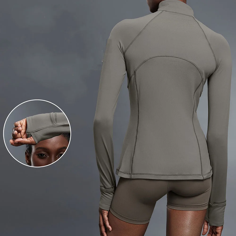 

‌New Women's Half-Zip Stand Collar Long Sleeve T-Shirt - Slim Fit Workout Running Yoga Top For All Sports Sportswear Gym Wear
