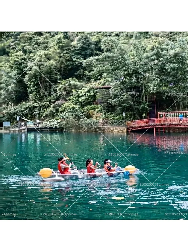 High Quality Transparent Plastic Polycarbonate Fishing Kayak Canoe 2 Person Clear Bottom Boat view 5
