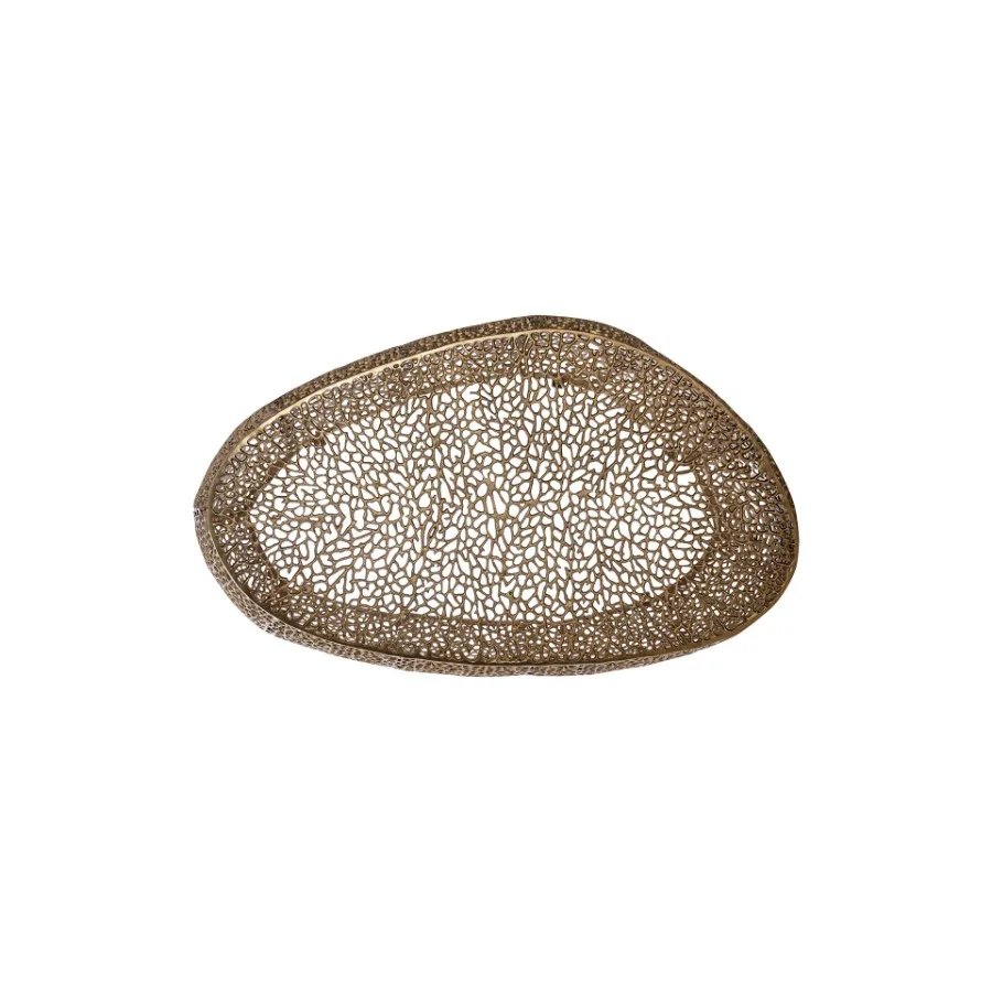 Mesa de centro oval T360150 dourada