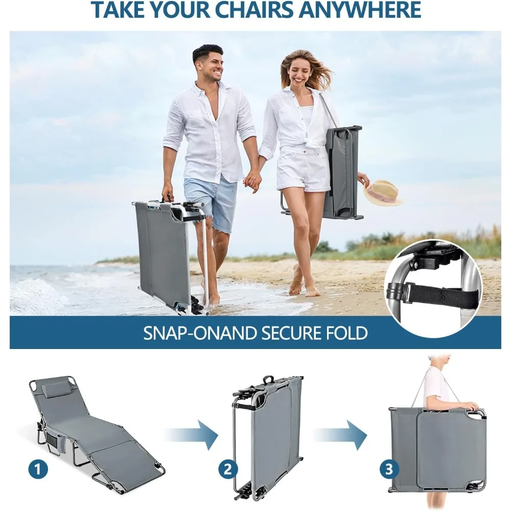 Tanning Chair with Face Hole,Adjustable Folding Chaise Lounge Chairs for Outside Portable flat beach chairs for sunbathing