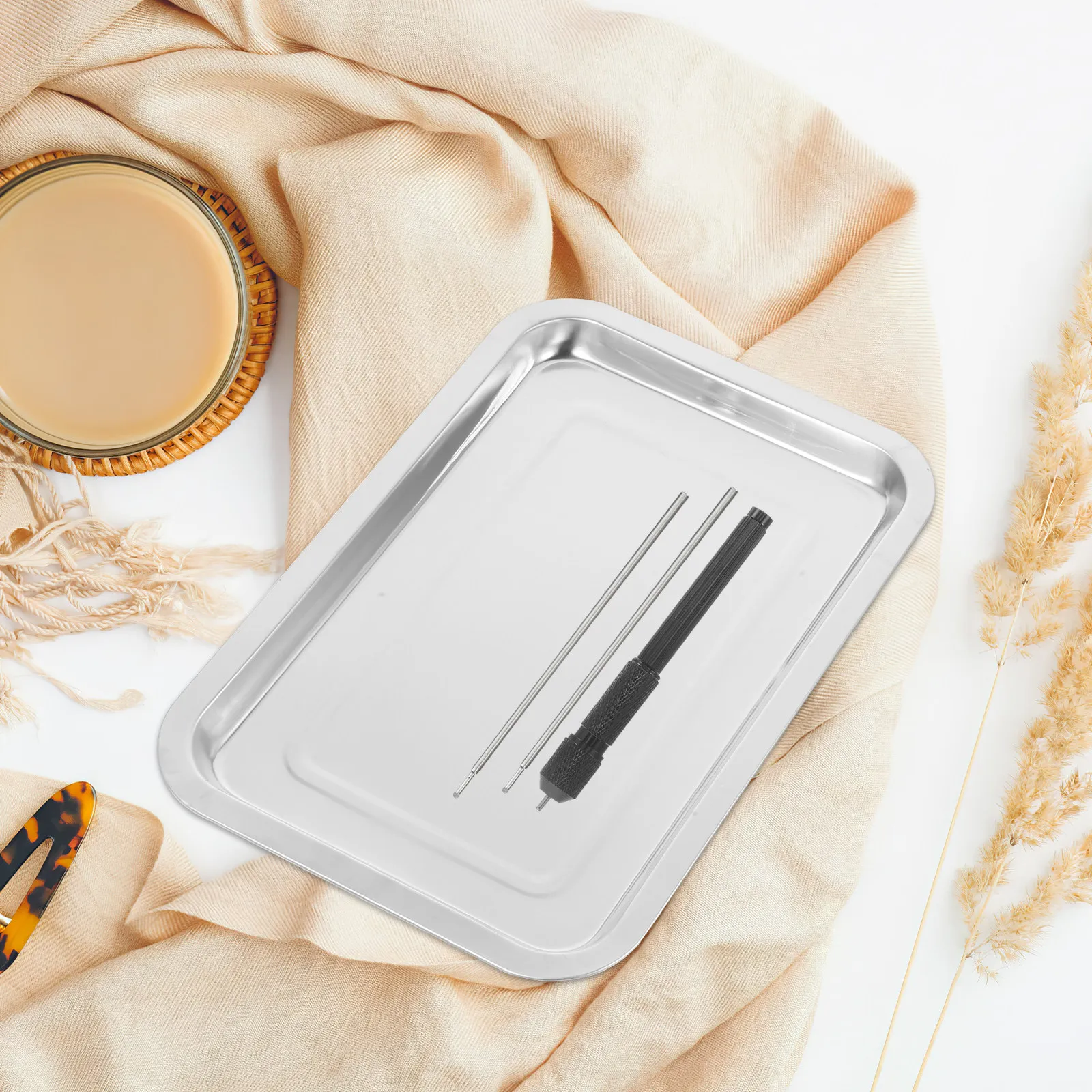 

2Pcs Tattoo Stainless Steel Trays Raised Edge Non-Deformable Tattoo Table Station Trays for Tattooing Supplies Professional Use