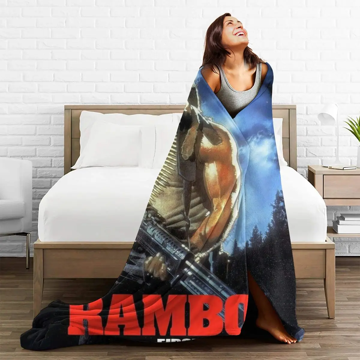 Rambo First Blood Flannel Blanket Quality Soft Warm Shooting Movie Bedding Throws Spring Couch Chair Sofa Bed Pattern Bedspread