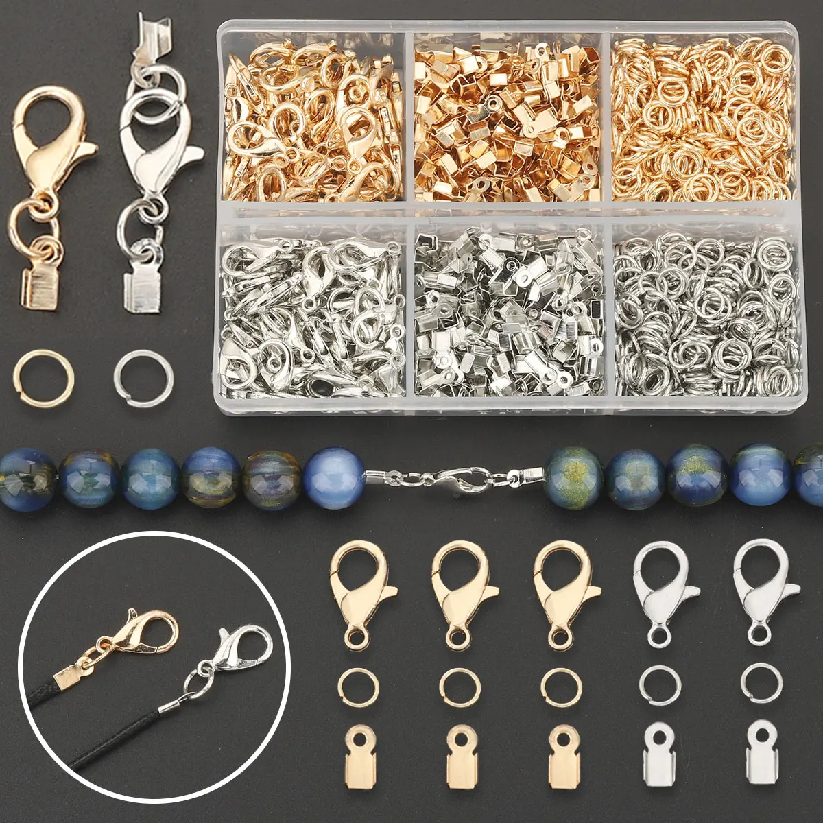 250 Pcs/Box - Necklace Clasp Making Kit. Suitable for DIY Necklaces, Bracelets, End Clasp of Bracelets, and Accessory Clasps.