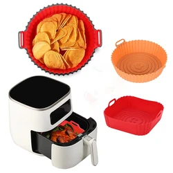 Reusable Airfryer Pan Liner Accessories Silicone Air Fryers Oven Baking Tray Pizza Chicken Airfryer Non-stick Silicone Mould